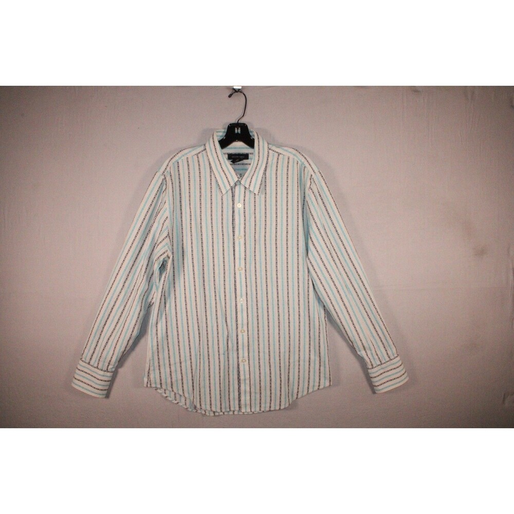 Calvin Klein Jeans Women’s Large Striped Button Down Shirt 100% Cotton Indonesia